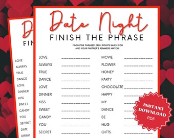 Date Night Finish The Phrase Couple Game, Couples Game, Couple Games, Games For Couples, Date Night Game, Date Night Games, Finish My Phrase