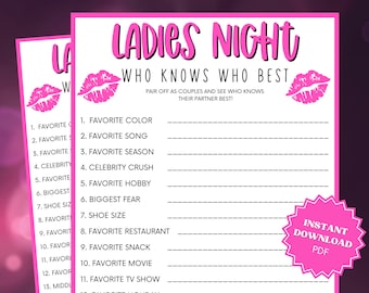 Who Knows Who Best Ladies Night Game, Ladies Night Out, Girls Night Out, Girls Night Games, Girls Weekend, How Well Do You Know