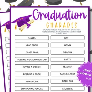 Graduation Charades Game: Printable Party Fun (Digital Download)