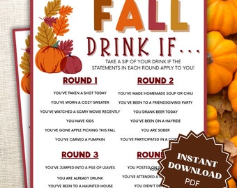 Drink If Fall Game Printable, Fall Games For Adults, Adult Party Games, Fall Game Printables, Drinking Games, Adult Drinking Games
