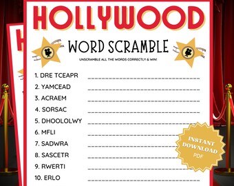 Oscar Party Game Word Scramble, Oscar Party Games, Oscars Party, Oscars Party Games, Word Games, Academy Awards, Academy Award Party