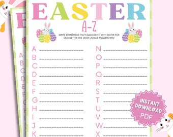 Easter A-Z Word Game Printable for Kids, Fun Easter Activity, Family Game, Classroom Printable, Holiday Fun Easter Kids Printable Activity
