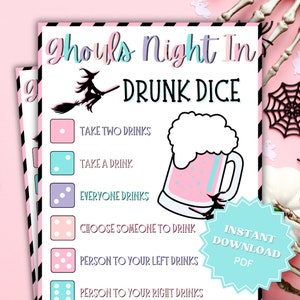 Ghouls Night In Drunk Dice Drinking Game, Ghouls Night Out, Moms Night Games, Ladies Night Games, Girls Night Games, Fun Drinking Games