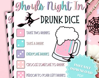 Ghouls Night In Drunk Dice Drinking Game, Ghouls Night Out, Moms Night Games, Ladies Night Games, Girls Night Games, Fun Drinking Games
