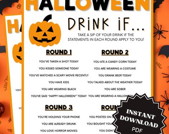Drink If Halloween Game Printable, Halloween Games, Drinking Games, Adult Party Games, Halloween Games for Adults, Halloween Games Printable