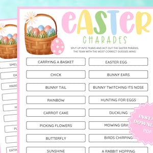 Charades Printable Easter Game, Charades For Kids, Printable Easter Games, Charades For Adults, Easter Game For Kids, Group Games