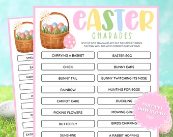 Charades Printable Easter Game, Charades For Kids, Printable Easter Games, Charades For Adults, Easter Game For Kids, Group Games