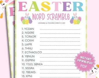 Easter Word Scramble Printable Game for Kids, Fun and Engaging Activity, Perfect for Parties and Gatherings, Easter Games Instant Download