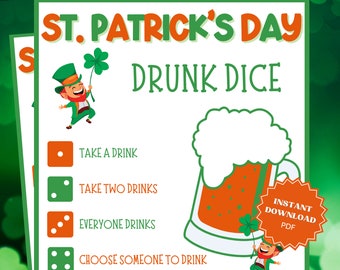 St Patricks Day Drunk Dice Game, St Patricks Games, St Patricks Game, Adult Drinking Games, Beer Games, Drinking Game, Adult Party Games