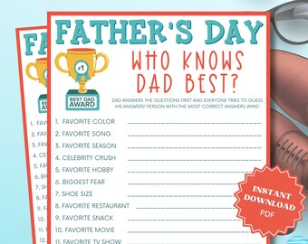 Who Knows Dad Best Father's Day Game, Fathers Day Activity, Fathers Day Games, Fathers Day Ideas, Fathers Day Party, Who Knows Him Best