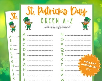 St Patricks Day A-Z Word Game, St Patricks Games, St Patricks Game, Word Games, Family Party Game, Family Game Night, Classroom Games