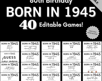 80th Birthday Games Born in 1945, 80th Birthday Party Ideas 1945, 80th Birthday Party Games, 80th Birthday Party Games 1945, 80 Birthday