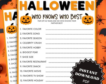 Who Knows Who Best Halloween Game Printable, Halloween Games, How Well Do You Know, Halloween Games For Adults, Halloween Printable Games