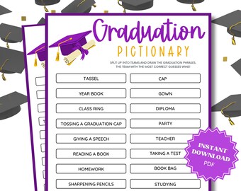 Pictionary Printable Graduation Game, Pictionary Game, Group Party Games, Graduation Games, Grad party Games, Graduation Game
