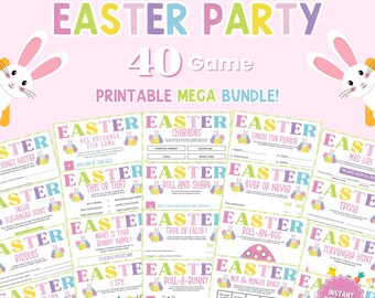 Easter Game Bundle Printable, 40 Printable Easter Games, Fun Family Activities, Kids & Adults Games, Classroom Easter Fun, Instant Download