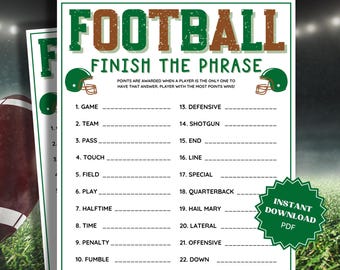 Finish The Phrase Super Bowl Party Game, Family Party Game, Group Games, Virtual Games, Adult Party Game, Finish My Phrase, Super Bowl Games