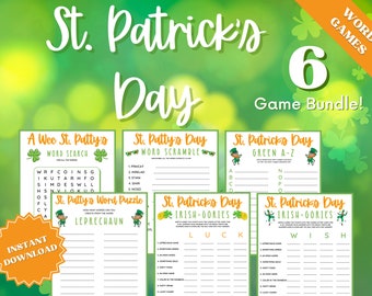 St Patricks Day 6 Game Bundle, St Patricks Games, St Patricks Day Game, St Patricks Game, Word Games, Word Search, Kids Word Search