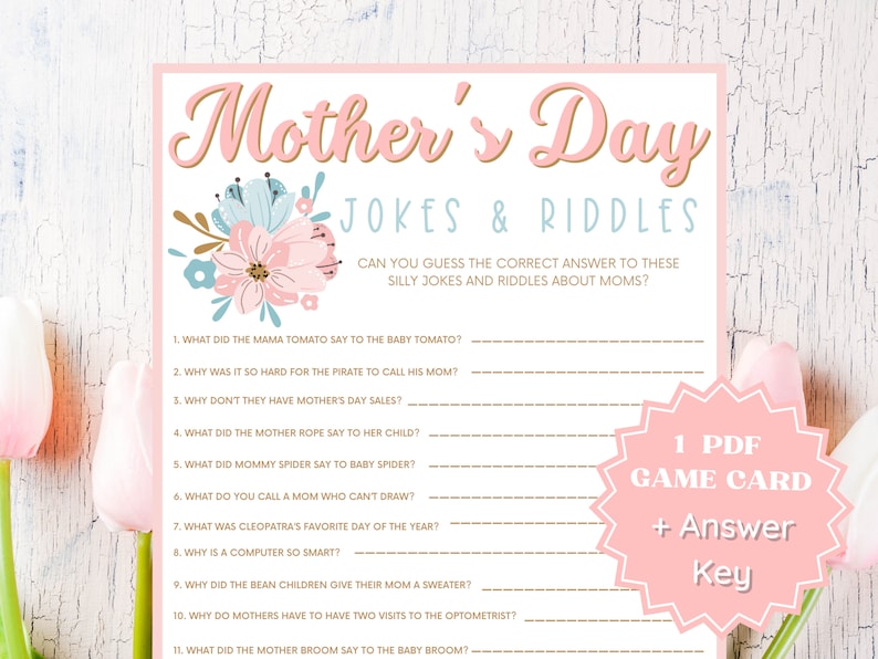Jokes and Riddles Trivia Printable Mothers Day Game Group - Etsy