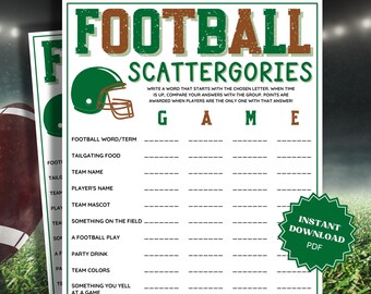 Football Scattergories Super Bowl Party Word Game, Super Bowl Games, Family Party Game, Group Games, Virtual Games, Classroom Games