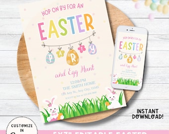 Easter Party Editable Easter Egg Hunt Invitation Template, Easter Egg Hunt Instant Download Invitation, Easter Egg Hunt Invitation