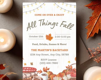 Editable Fall Party Invitation Template | Autumn Harvest Flyer (Digital Download)