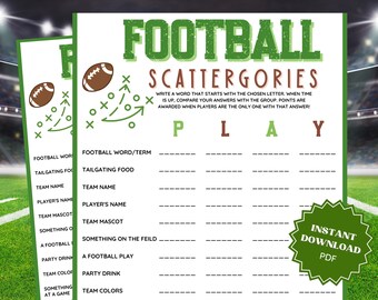 Football Scattergories Super Bowl Party Word Game, Super Bowl Games, Family Party Game, Group Games, Virtual Games, Kids Word Search
