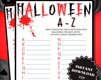 A-Z Halloween Word Game Printable, Halloween Games For Senior, Halloween Games for Kids, Halloween Games Printable, Halloween Games Download