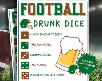 Drunk Dice Super Bowl Party Adult Drinking Game, Left Right Game, Dice Game, Drinking Games, Beer Games, Bar Games, AdultPparty Game