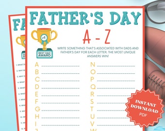 A-Z Fathers Day Game For Kids, Fathers Day Games, Word Game, Word Scramble, Fathers Day Activity, Fathers Day Party, Fathers Day Ideas