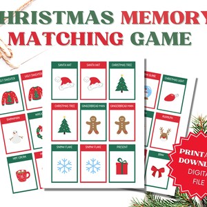 Christmas Memory Game, Printable Christmas Matching Game, Winter Game For Kids, Printable Game For Kids, Activity for Kids, Preschool Game