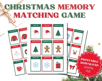 Christmas Memory Game, Printable Christmas Matching Game, Winter Game For Kids, Printable Game For Kids, Activity for Kids, Preschool Game