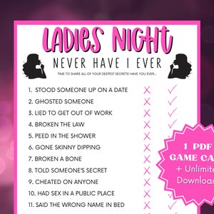 Ladies Night Never Have I Ever Game, Ladies Night, Ladies Night Games ...