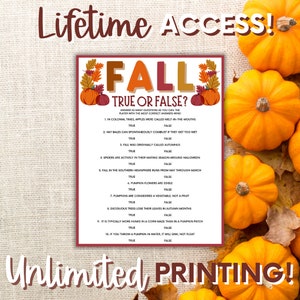 True or False Printable Fall Games, Fall Games Printable, Fall Games ...