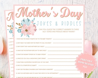 Jokes And Riddles Trivia Printable Mothers Day Game, Group Games, Trivia Games, Mothers Day Activity, Mothers Day Party, Mothers Day Games