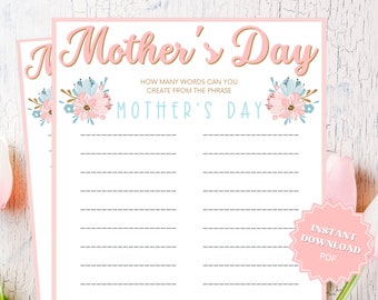 Word Game Mothers Day Game For Kids, Mothers Day Games, Word Scramble, Mothers Day Activity, Mothers Day Party, Mothers Day Brunch