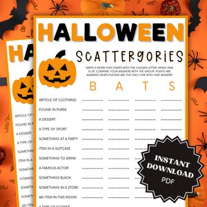 Scattergories Halloween Game Printable, Word Games, Halloween Games Download, Halloween Games for Kids, Halloween Games for Teens
