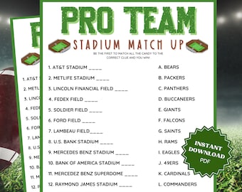 NFL Stadium Match Up Super Bowl Party Game, Super Bowl Games, Family Party Game, Trivia Games, Trivia Game, Trivia Printable, Trivia Night