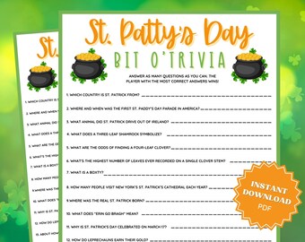 Bit O' Trivia St Patricks Day Game, St Patricks Games, St Patricks Game, Trivia Games, Trivia Game, Trivia Printable, Virtual Games