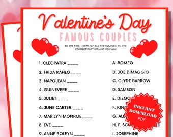 Valentine's Day Famous Couples, Couples Night, Couples Date Night, Couples Game Night, Date Night Games, Games For Couples, Valentines Game