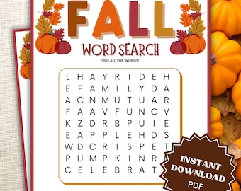 Word Search Fall Printable, Fall Games Printable, Fall Games For Kids, Fall Game Printables, Printable Fall Games, Kids Games, Word Games