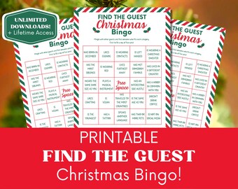 Find The Guest Bingo Christmas Game, Find The Guest Bingo, Christmas Bingo, Human Bingo, Christmas Icebreaker, Xmas Party Game