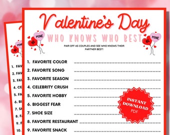 Valentine's Day Who Knows Who, Couples Night, Couples Date Night, Couples Game Night, Date Night Games, Games For Couples, Valentines Game