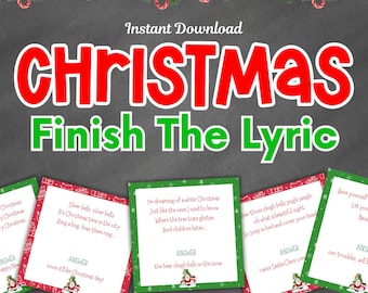 Christmas Carol Lyric Game: 42 Printable Cards (Digital Download)