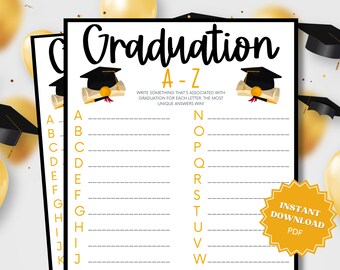 A-Z Graduation Party Game, Graduation Games, Grad Party Games, Graduation Game, Graduation party Games, Printable Grad Games, Word Game