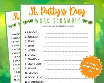 St Patricks Day Game Word Scramble, St Patricks Games, St Patricks Day Game, St Patricks Game, Word Games, Trivia Games, Trivia Printable