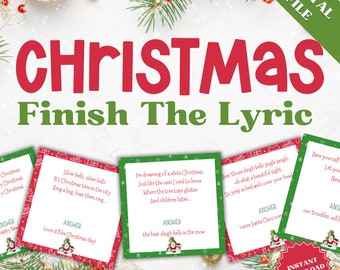 Christmas Finish The Lyric Game, Finish The Lyrics Game Christmas, Christmas Finish The Lyric Game, Christmas Finish The Lyrics Game