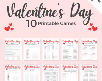 10 Valentines Game Bundle Vol. 2, Valentines Games Printable, Valentines Game Kid, Valentines Games For Kids, Valentines Game Printable