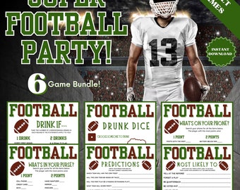 Super Bowl Party 6 Adult Games Bundle, Family Party Game, Group Games, Adult Party Games, Drinking Game, Adult Party Games, Trivia Games