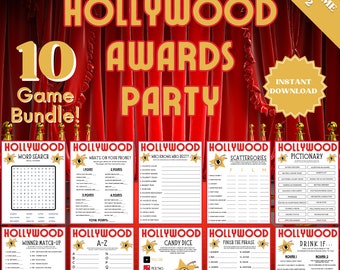 Oscars Party 10 Game Bundle Vol 2, Word Search, Candy Dice Game, Adult Drinking Games, Academy Awards, Trivia Games, Group Games