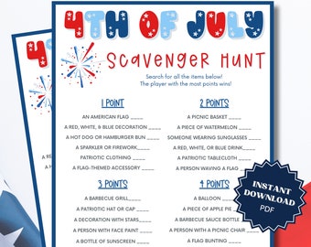 Scavenger Hunt 4th of July Game For Kids, 4th of July Scavenger Hunt, 4th of July Scavenger Hunt For Kids, 4th of July Games for Kids